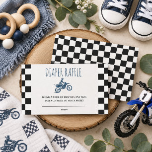 Dirt Bike Baby Shower Luier Raffle Ticket Informatiekaartje