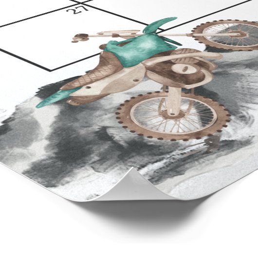 Dirt Bike Baby shower Raad de vervaldatum Poster (Hoek)