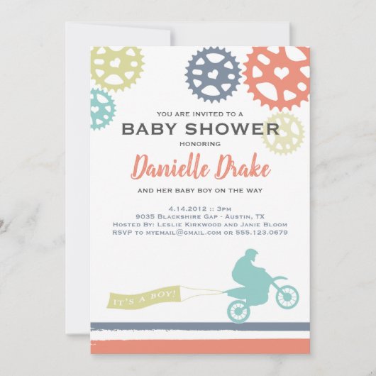Dirt Bike Baby shower Uitnodiging (Voorkant)