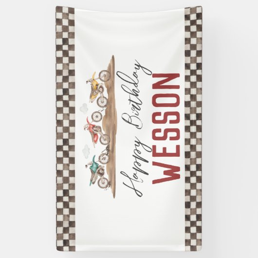Dirt Bike Banner, Dirt bike party sign Spandoek (Verticaal)