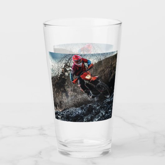 Dirt bike berijder kussen glas (Voorkant)