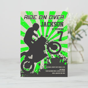 Dirt Bike Birthday Invitation / Motocross / Green Kaart