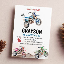 Dirt Bike Birthday Invitation Racing Motorbike