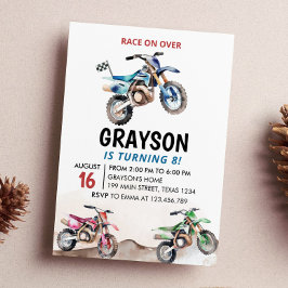 Dirt Bike Birthday Invitation Racing Motorbike Kaart