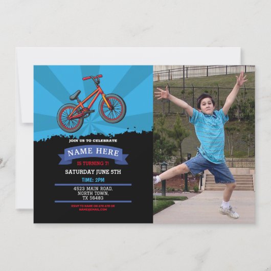Dirt Bike Birthday Invitation Riding Mud Fun Photo Kaart (Voorkant)
