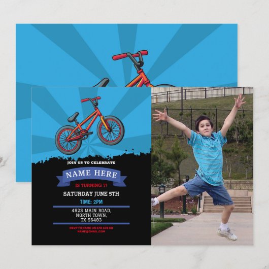 Dirt Bike Birthday Invitation Riding Mud Fun Photo Kaart (Voorkant / Achterkant)