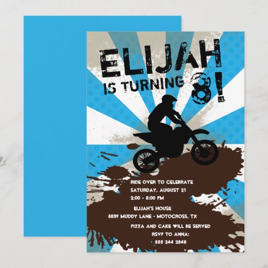 Dirt Bike Birthday Party Invitation (Voorkant / Achterkant)