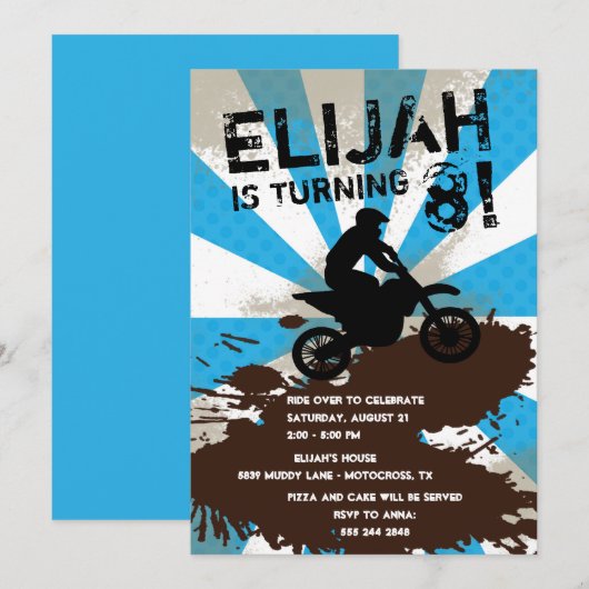 Dirt Bike Birthday Party Invitation Kaart (Voorkant / Achterkant)