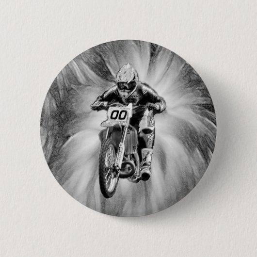 Dirt Bike Blasting Thru Black/White Ronde Button 5,7 Cm (Voorkant)
