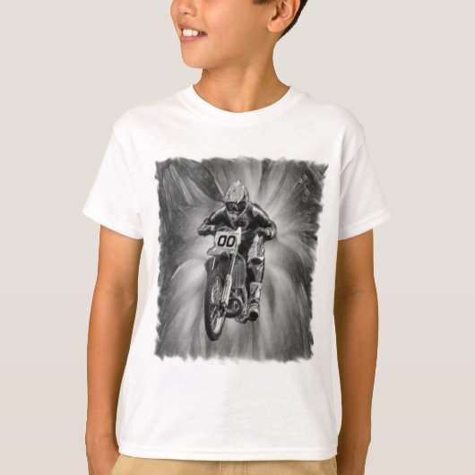 Dirt Bike Blasting Thru Black/White T-shirt (Voorkant)
