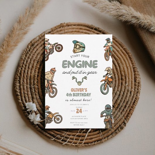 Dirt bike boy 4th birthday kaart