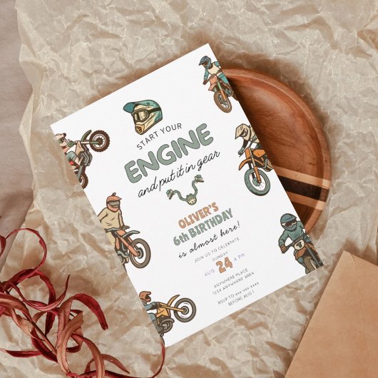 Dirt bike boy 6th birthday kaart