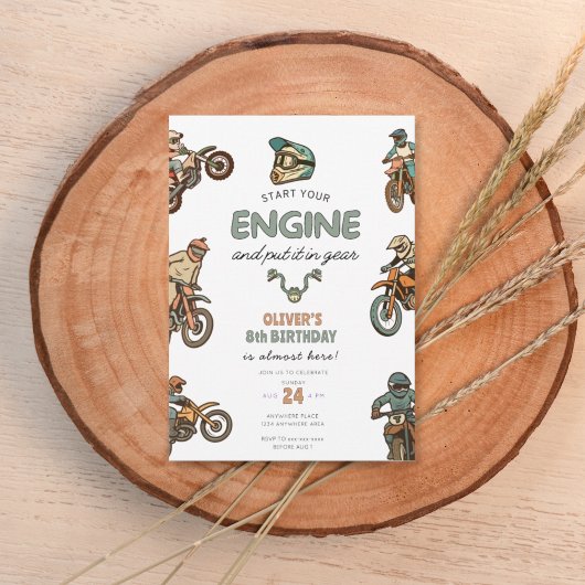Dirt bike boy 8th birthday kaart