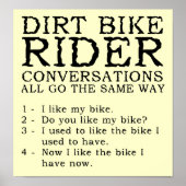Dirt Bike Conversations Funny Poster Sign (Voorkant)