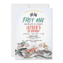 Dirt Bike Eerste Verjaardagsfeestuitnodiging voor 