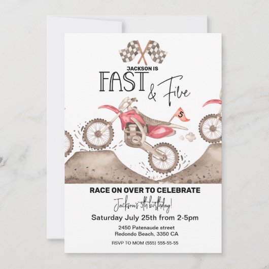 Dirt Bike Fast en vijf uitnodigingen (Voorkant)