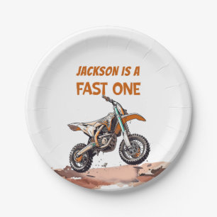 Dirt Bike Fast One 1st Birthday Party Paper Papieren Bordje