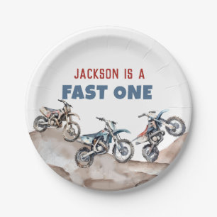 Dirt Bike Fast One Birthday Party Papieren Borden Bordje