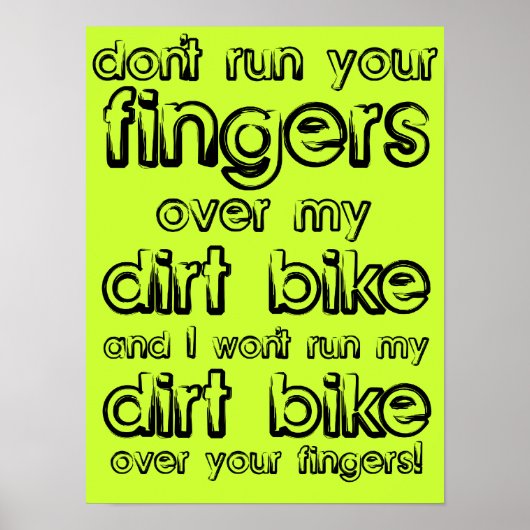 Dirt Bike Fingers Funny Motocross-Poster Poster (Voorkant)