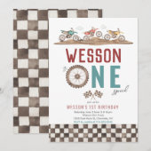 Dirt Bike First Birthday Invitation Kaart (Voorkant / Achterkant)