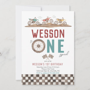 Dirt Bike First Birthday Invitation Kaart