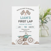 Dirt Bike First Lap Birthday Party Kaart (Staand voorkant)