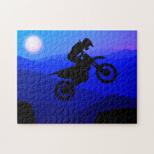 Dirt Bike Full Moon Night Ride Motocross Legpuzzel (Horizontaal)