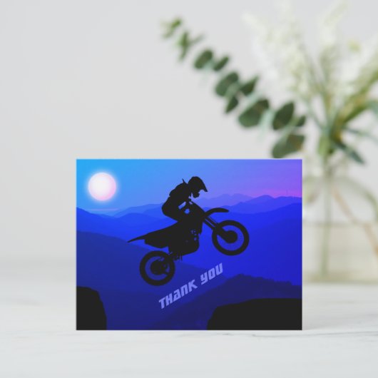Dirt Bike Full Moon Night Ride Motorcross Bedankt Briefkaart (Staand voorkant)
