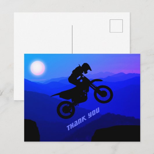 Dirt Bike Full Moon Night Ride Motorcross Bedankt Briefkaart (Voorkant / Achterkant)