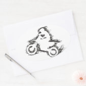 DIRT BIKE (gekrabbel zwart) Ovale Sticker (Envelop)