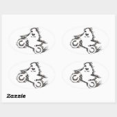 DIRT BIKE (gekrabbel zwart) Ovale Sticker (Vel)