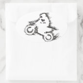 DIRT BIKE (gekrabbel zwart) Ovale Sticker (Tas)