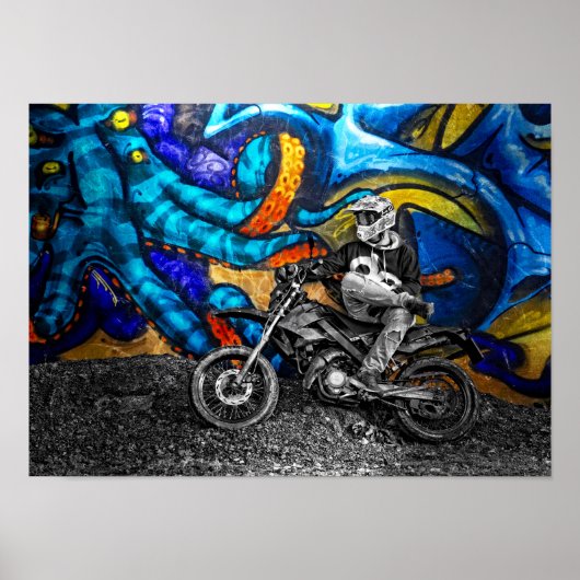 Dirt Bike Graffiti Urban Street Art Poster (Voorkant)
