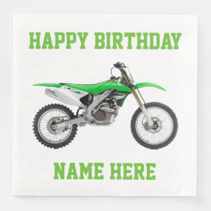Dirt Bike Green Birthday Sport Napkins Servet