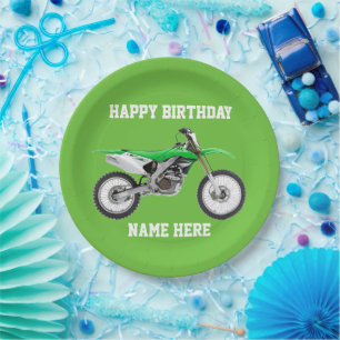 Dirt Bike Green Birthday Sport Paper Borden Papieren Bordje