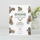 Dirt bike jongen 4e verjaardag kaart (Staand voorkant)