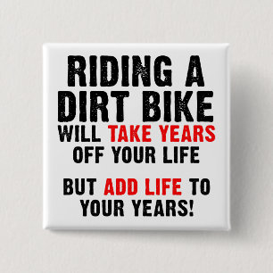 Dirt Bike Leven Tot Je Jaren Motocross Knop Speld Vierkante Button 5,1 Cm