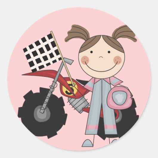 Dirt Bike - Meisje T-shirts en geschenken Ronde Sticker (Voorkant)