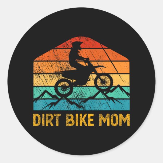 Dirt Bike Moeder Motorcross Mam Ronde Sticker (Voorkant)