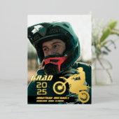 Dirt Bike Motocross 2 Foto Modern Afstuderen Folie Uitnodiging (Staand Voorkant)