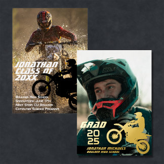Dirt Bike Motocross 2 Foto Modern Afstuderen Folie Uitnodiging
