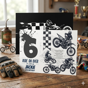 Dirt Bike Motocross 6e Verjaardagsrit Over Kaart