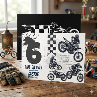 Dirt Bike Motocross 6e Verjaardagsrit Over Kaart