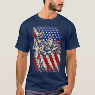  Dirt Bike Motocross Amerikaanse vlag 4e van T-shirt
