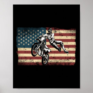 Dirt Bike Motocross - Amerikaanse vlag Dirt Bike Poster