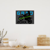 Dirt Bike Motocross Blue Green Grey Afstuderen Poster (Keuken)