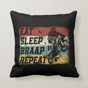 Dirt Bike Motocross Eet Slaap Braap Herhaal Vintag Kussen
