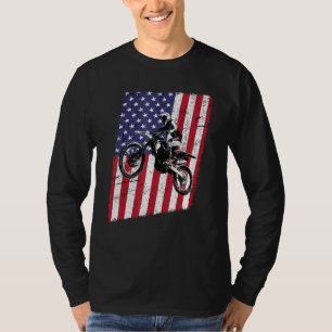 Dirt Bike Motocross en American Flag T-shirt Distr