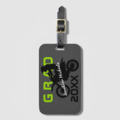 Dirt Bike Motocross Green Black Afstuderen Bagagelabel (Voorkant (verticaal))