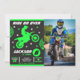 Dirt Bike Motocross Motorfiets Jongen Foto Verjaar Kaart